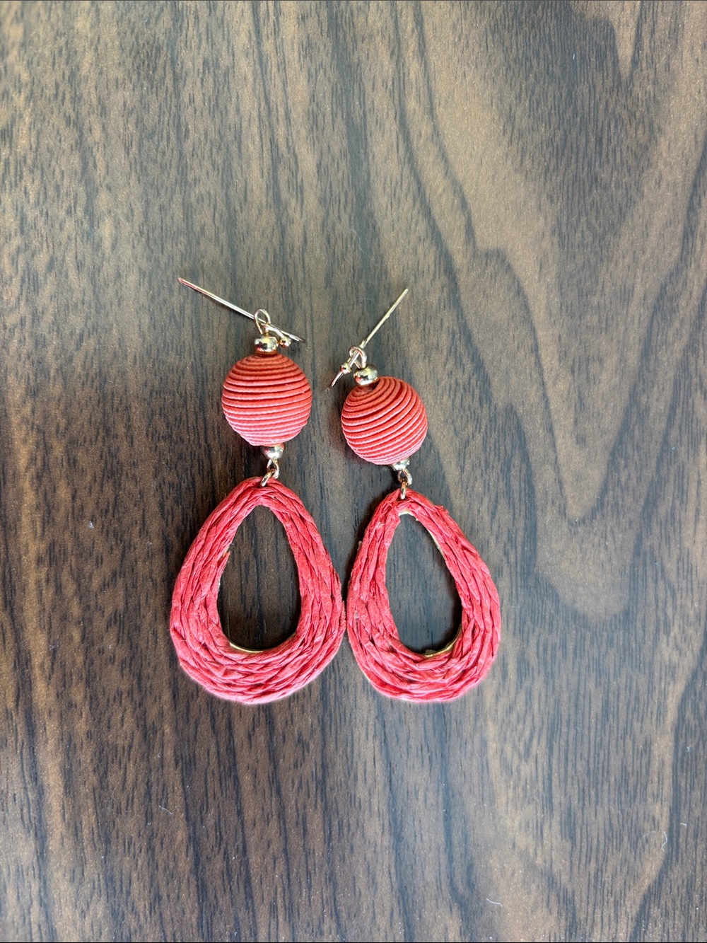 Coral Woven Drop Earrings - Brand